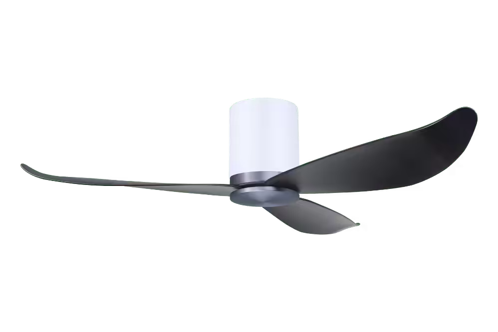Point One Technology Gust Blade 01 VSPEC IV Smart Ceiling Fan 69 Gust Blade 01 VSPEC III Point One PassionHome.sg Aluminum Silver Casing and Polar White Cylinder with Carbon Black Blades no Lightkit