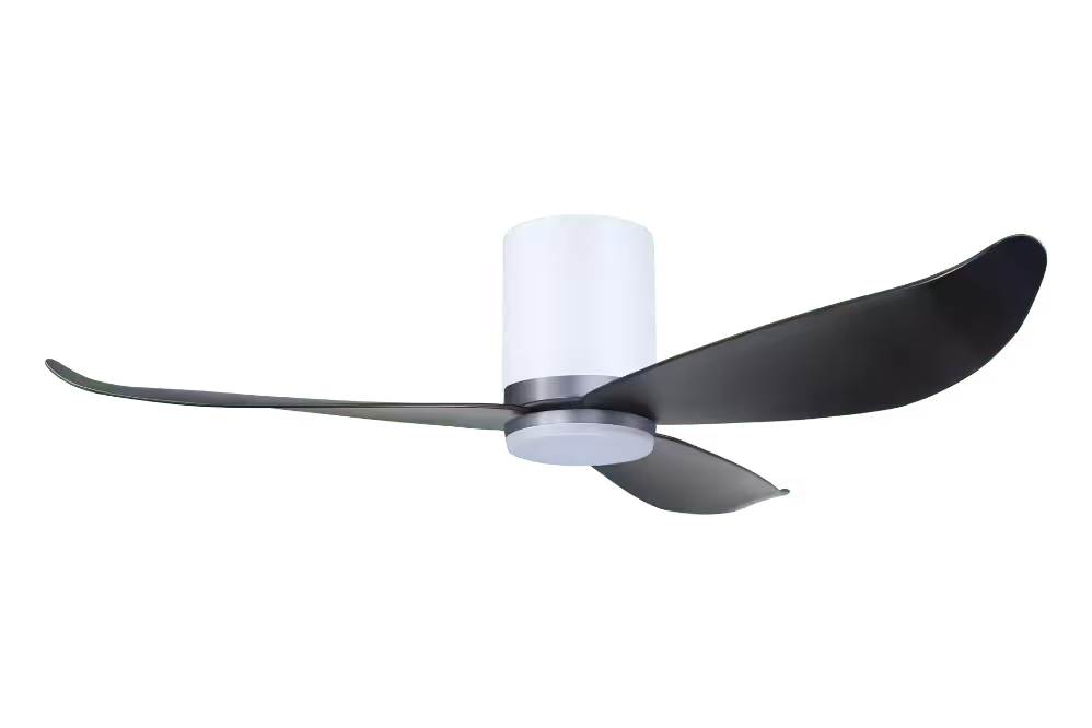 Point One Technology Gust Blade 01 VSPEC IV Smart Ceiling Fan 68 Gust Blade 01 VSPEC III Point One PassionHome.sg Aluminum Silver Casing and Polar White Cylinder with Carbon Black Blades with Lightkit