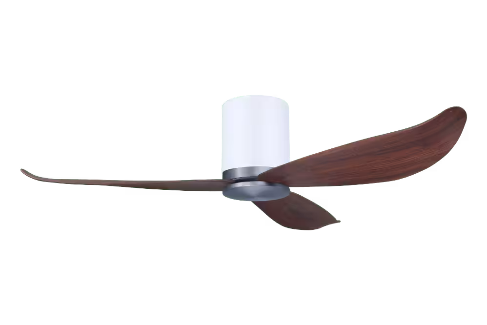 Point One Technology Gust Blade 01 VSPEC IV Smart Ceiling Fan 67 Gust Blade 01 VSPEC III Point One PassionHome.sg Aluminum Silver Casing and Polar White Cylinder with Cherrywood Blades no Lightkit