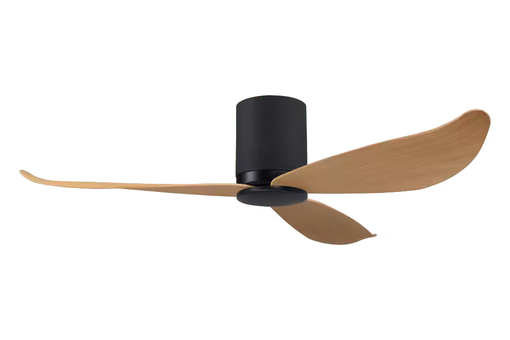 Point One Technology Gust Blade 01 VSPEC IV Smart Ceiling Fan 53 Gust Blade 01 VSPEC III Point One PassionHome.sg Carbon Black Casing and Carbon Black Cylinder with Timber Blades no Lightkit