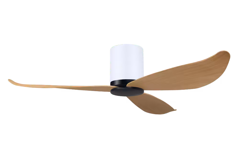 Point One Technology Gust Blade 01 VSPEC IV Smart Ceiling Fan 43 Gust Blade 01 VSPEC III Point One PassionHome.sg Carbon Black Casing and Polar White Cylinder with Timber Blades no Lightkit