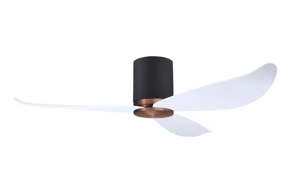 Point One Technology Gust Blade 01 VSPEC IV Smart Ceiling Fan 36 Gust Blade 01 VSPEC III Point One PassionHome.sg Copper Bronze Casing and Carbon Black Cylinder with Polar White Blades no Lightkit