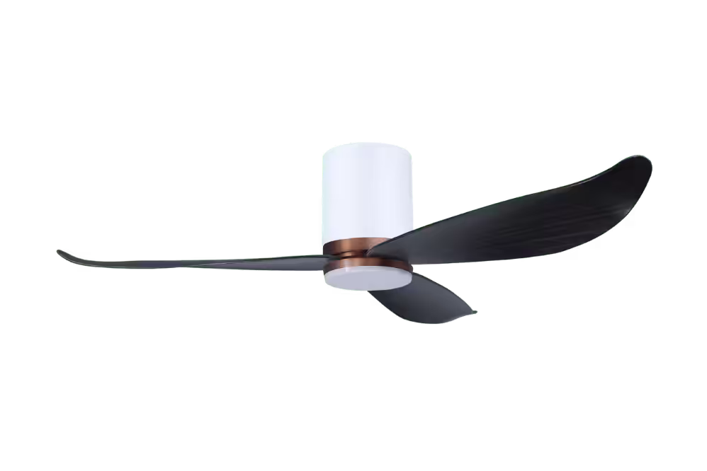 Point One Technology Gust Blade 01 VSPEC IV Smart Ceiling Fan 31 Gust Blade 01 VSPEC III Point One PassionHome.sg Copper Bronze Casing and Polar White Cylinder with Ash Blades with Lightkit