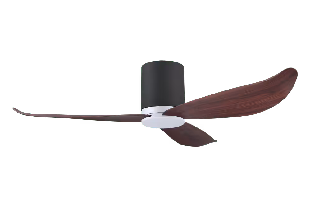 Point One Technology Gust Blade 01 VSPEC IV Smart Ceiling Fan 18 Gust Blade 01 VSPEC III Point One PassionHome.sg Polar White Casing and Carbon Black Cylinder with Cherrywood Blades no Lightkit