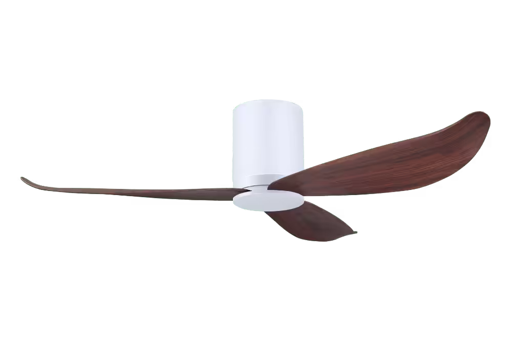 Point One Technology Gust Blade 01 VSPEC IV Smart Ceiling Fan 8 Gust Blade 01 VSPEC III Point One PassionHome.sg Polar White Casing and Polar White Cylinder with Cherrywood Blades no Lightkit