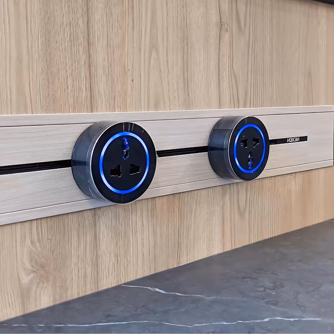 Nexen Pro Power E-Bar Purchase with Purchase 10 Nexen Electric Pro E-Bar Recessed Collection Installed on Wooden Wall