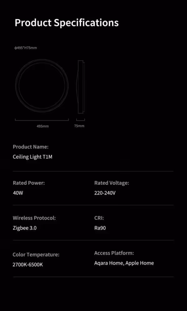 PassionHome.sg Aqara Smart Ceiling Light T1M - PassionHome - 12