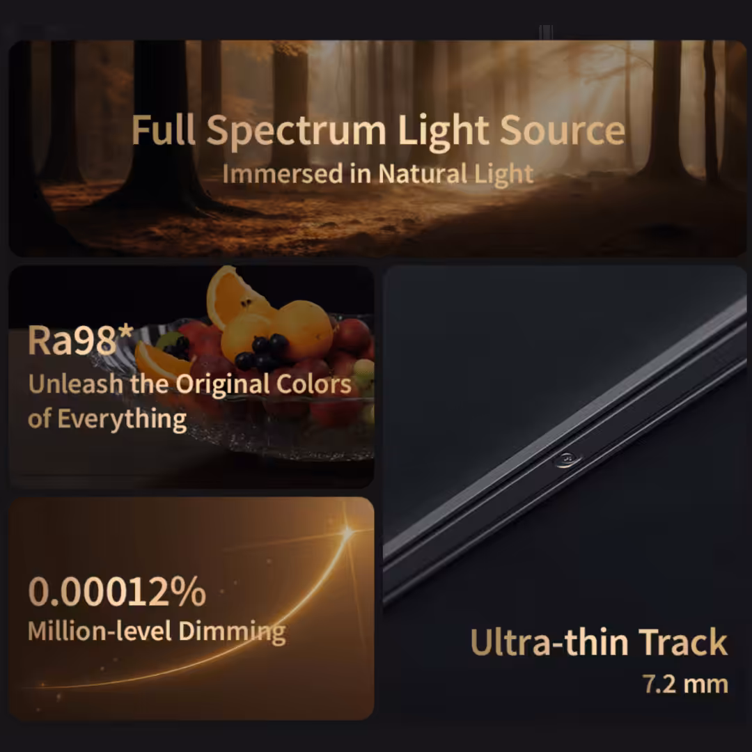 Aqara V1 Magnetic Track Ultra Thin Surface Mounted 1m Grey Black - Global Edition 14 Aqara V1 Magnetic Track Lights PassionHome.sg Full Spectrum