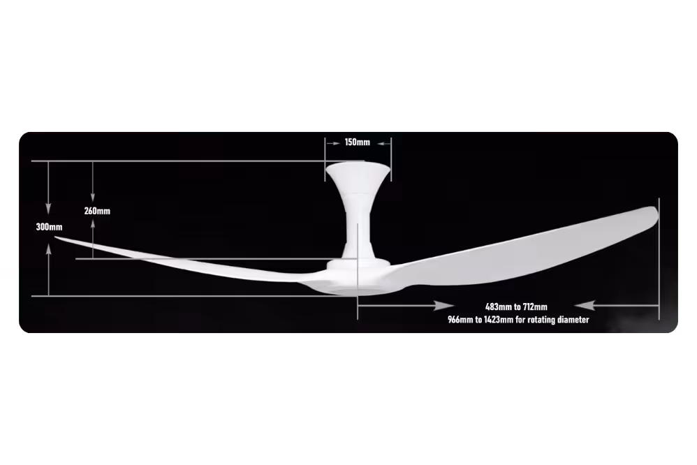Point One Typhoon RS VSPEC IV Smart Ceiling Fan Dimensions
