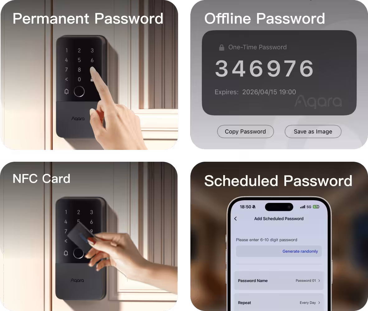 Aqara Smart Rim Lock U500 — fingerprint and PIN keypad detail