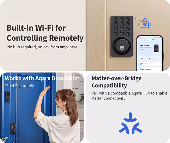 Aqara Smart Door Lock B50 — with Installation 2 Aqara Smart Lock B50 deadbolt outer panel with keypad — front view