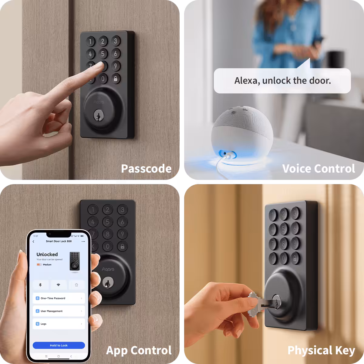 Aqara Smart Door Lock B50 — with Installation 11 Aqara Smart Lock B50 detailed product view showing keypad layout and deadbolt cylinder