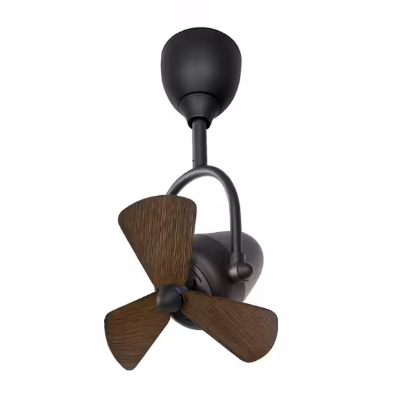 Alaska Swish 13-inch DC corner fan in black with dark pine wood blade